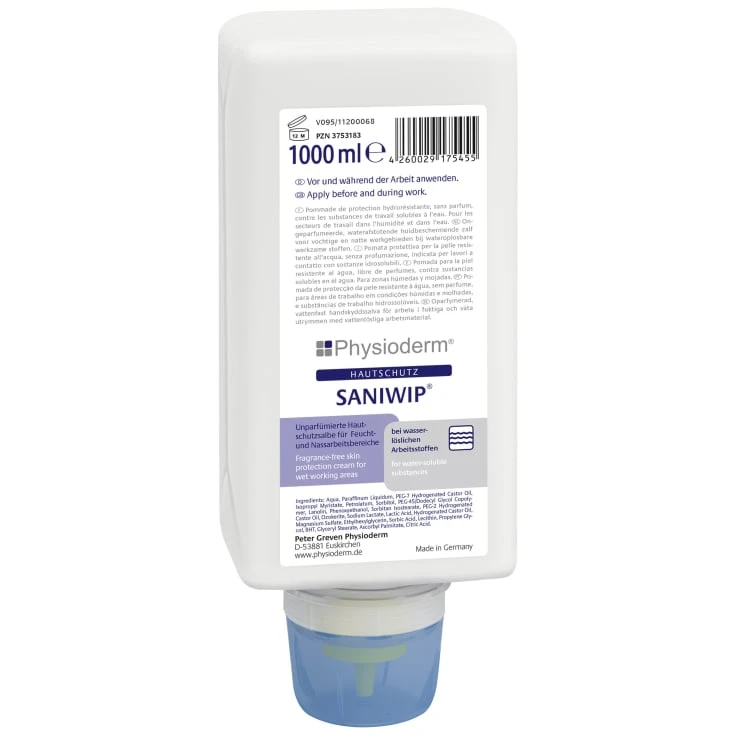 Physioderm® Saniwip Cream - 1 karton = 6 x 1000 ml - butelki Vario