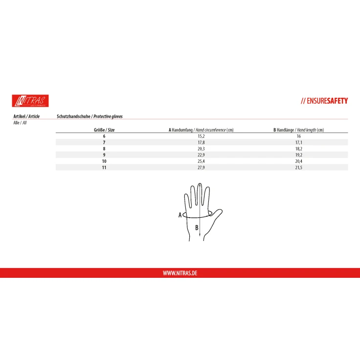 Rękawice ochronne NITRAS Flexible Fit - 1 para, rozmiar: 11