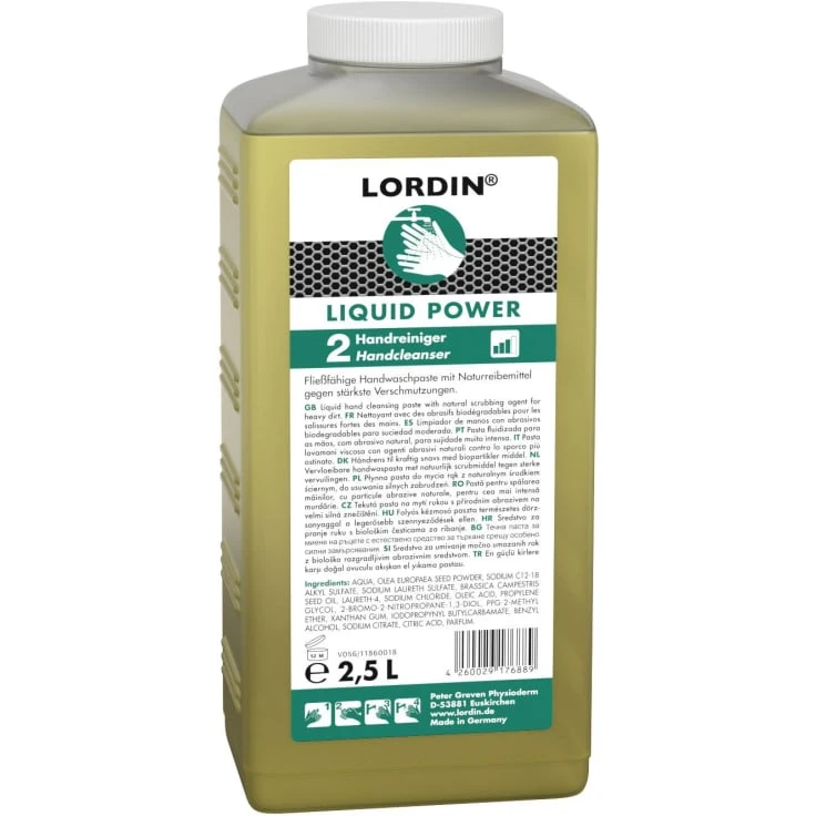 LORDIN® LIQUID POWER Pasta do mycia rąk - 2,5 l - butelka twarda