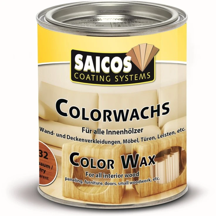 Wosk kolorowy SAICOS, wosk do drewna, wiśnia - 375 ml - puszka