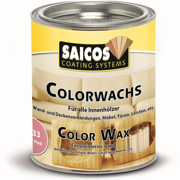 Wosk kolorowy SAICOS, wosk do drewna, różowy - 375 ml - puszka