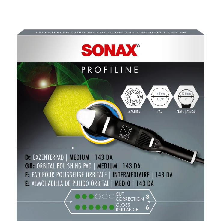 SONAX Gąbka polerska średnio twarda, Ø 143 mm - Kolor: żółty