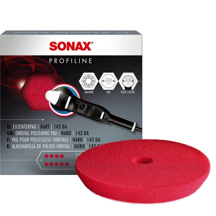 SONAX Gąbka polerska twarda, Ø 143 mm - Kolor: czerwony