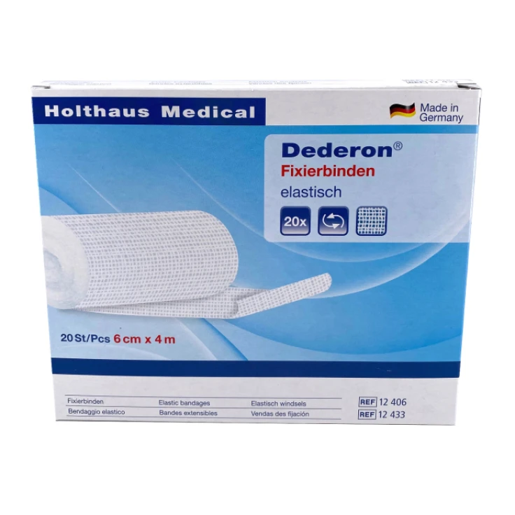 Holthaus Medical Dederon® Opatrunek mocujący 4 m, opakowanie szpitalne - 1 opakowanie = 20 sztuk luzem w kartonie, wymiary: 6 cm x 4 m