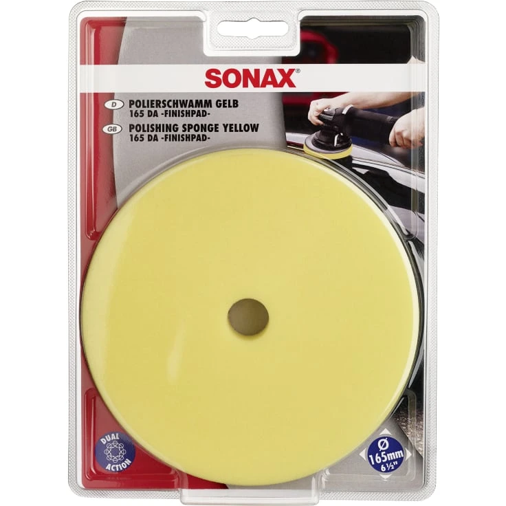 SONAX Gąbka polerska (średnia) Ø 165 mm DA FinishPad - Kolor: żółty