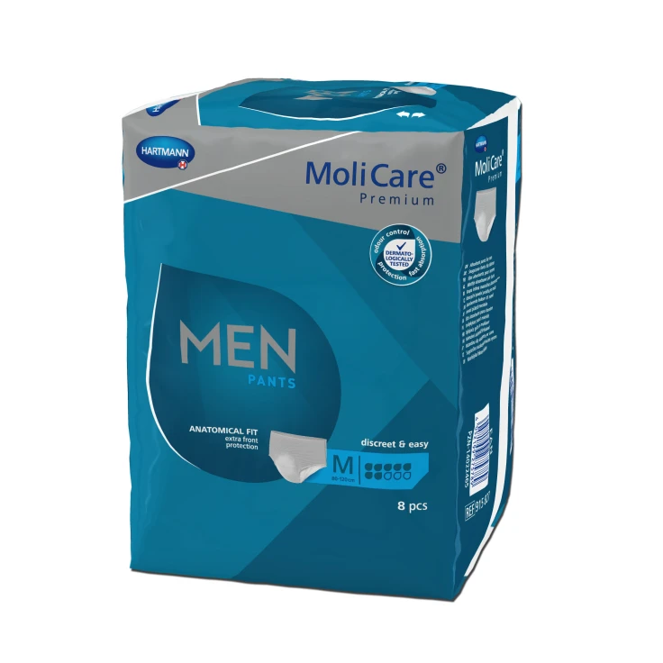 MoliCare® Premium MEN PANTS majtki na nietrzymanie moczu - 7 kropli, 1 torebka = 8 sztuk, rozmiar M, obwód brzucha 80 - 120 cm