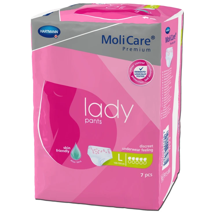 MoliCare® Premium lady majtki na nietrzymanie moczu, 5 kropli - 1 torebka = 7 sztuk, rozmiar L, obwód brzucha 100-150 cm