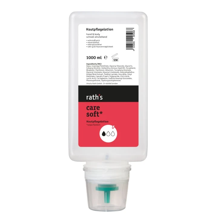 rath's care soft skin care lotion - 1 litr - miękka butelka, bezzapachowa