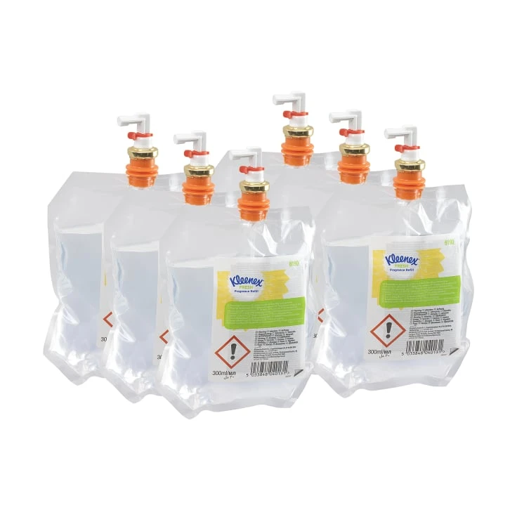Odświeżacz powietrza KLEENEX® Fragrance, opakowanie uzupełniające - 1 opakowanie = 6 x 300 ml saszetek, fragrance: Energy