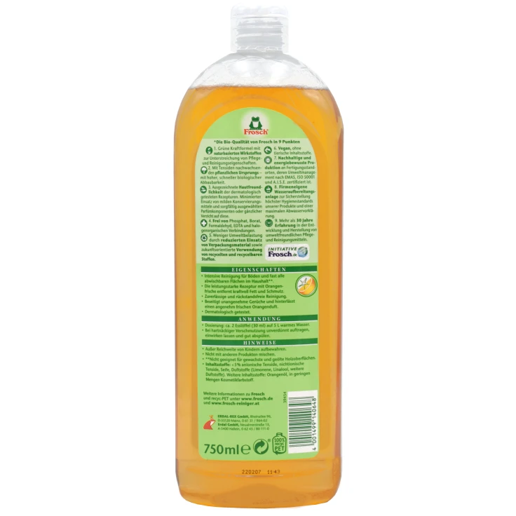 Frosch Orange Uniwersalny środek czyszczący - 1 karton = 8 butelek á 750 ml