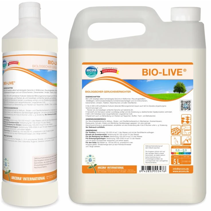 BIO-LIVE Biologiczny środek czyszczący i eliminujący zapachy - 5 litrów - kanister
