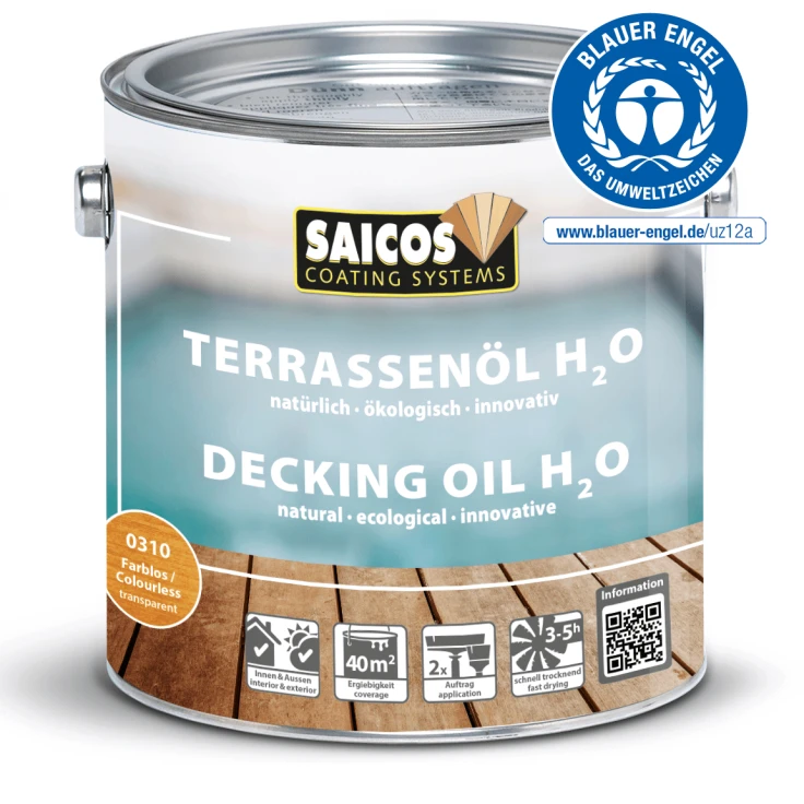 Saicos H2O Olej do tarasów, bezbarwny - 10 litrów - wiadro
