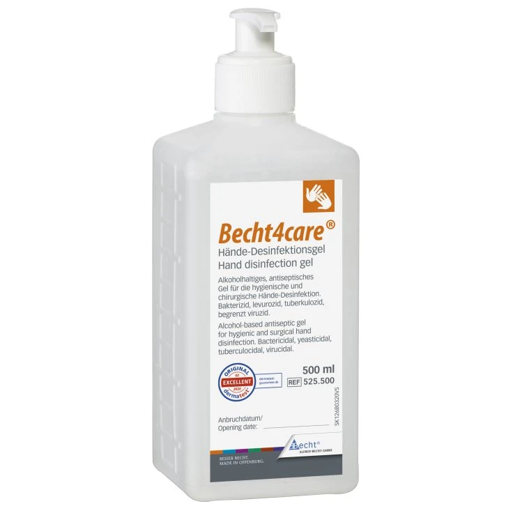 Becht4care® Alkoholowy żel do dezynfekcji rąk - 500 ml - butelka