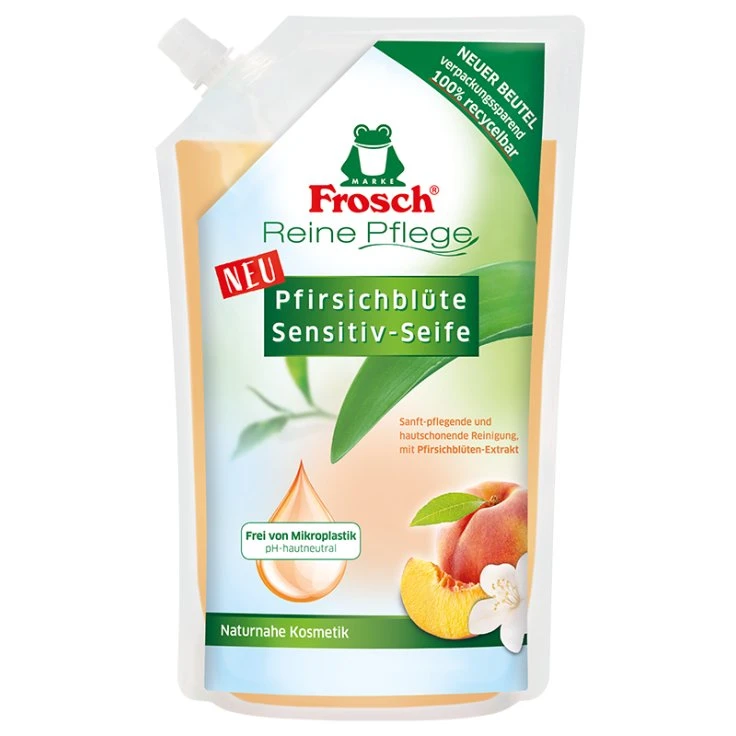 Frosch Sensitive Soap Pure Care, Peach Blossom - 500 ml - Refill Bag