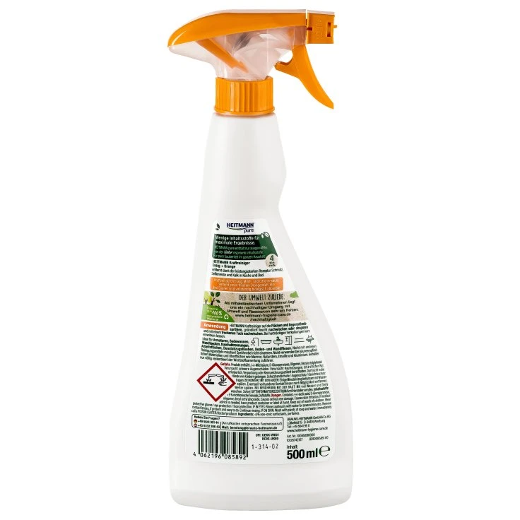 Heitmann pure vinegar cleaner ocet + pomarańcza - 500 ml - butelka z rozpylaczem