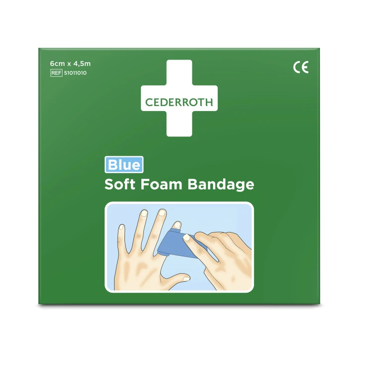 Cederroth Finger Bandage Soft Foam, samoprzylepny, 6 cm x 4,5 m - 1 opakowanie = 1 rolka, kolor: niebieski