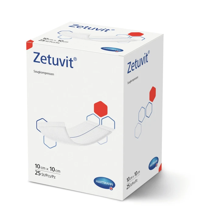 Zetuvit® płatek chłonny hydrofilny 10 x 10 cm, sterylny - 1 opakowanie = 25 sztuk, pakowane pojedynczo