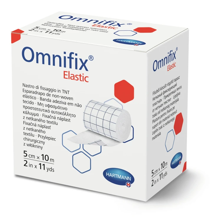 Elastyczne taśmy mocujące Omnifix®, 5 cm x 10 m, hipoalergiczne - 1 karton = 63 opakowania na 1 rolkę
