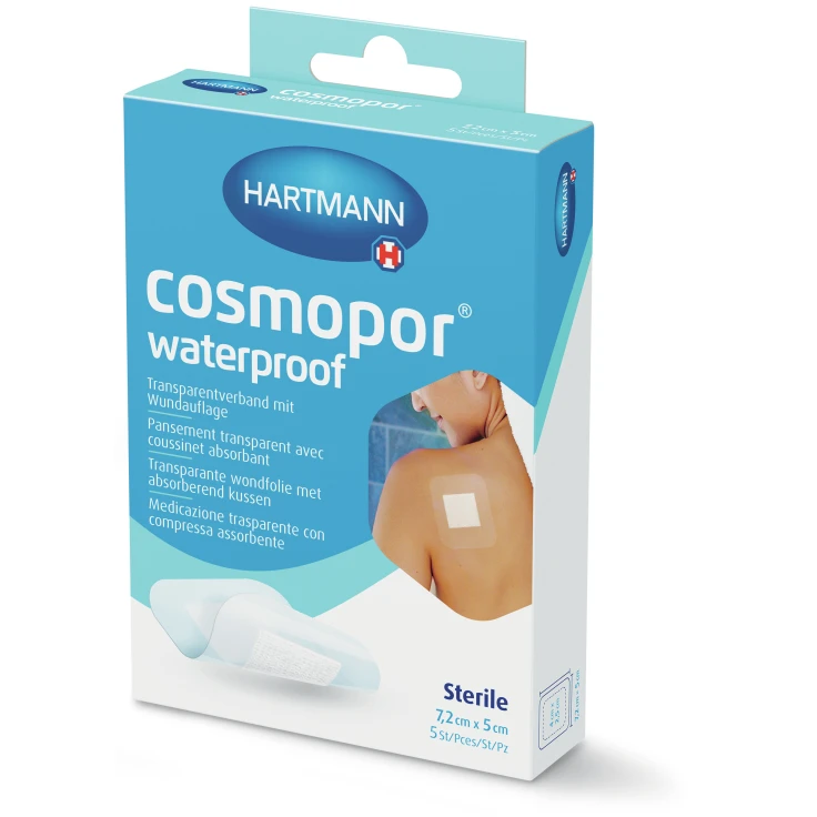 Cosmopor® Waterproof opatrunek na rany 7,2 x 5 cm, wodoodporny - 1 opakowanie = 10 opakowań po 5 szt.