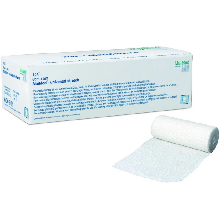 MaiMed® trwały bandaż elastyczny, uniwersalny stretch - 1 opakowanie = 24 pudełka po 10 bandaży, 6 cm x 5 metrów