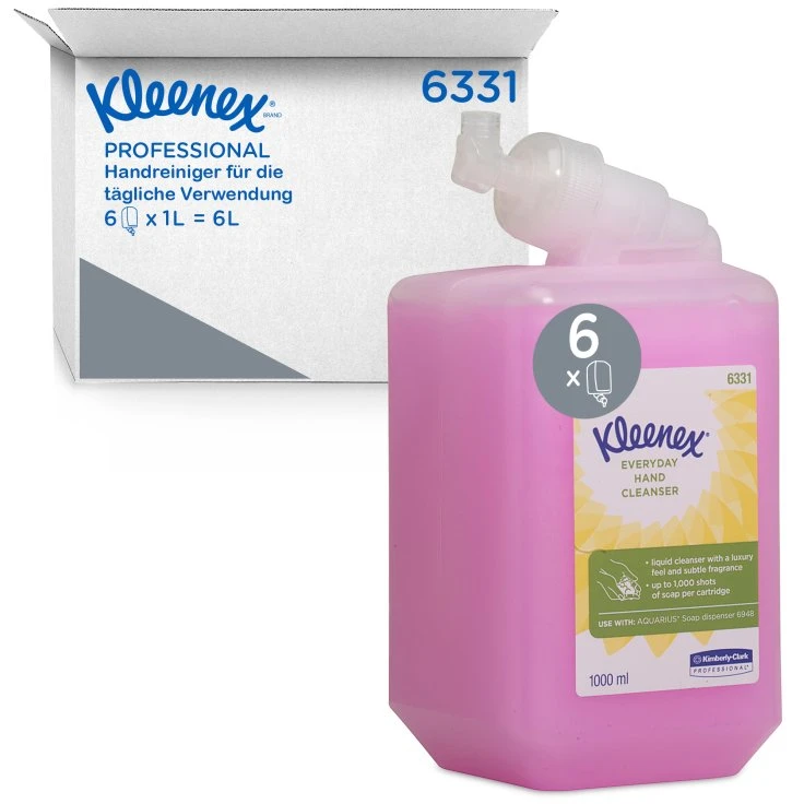 KLEENEX® 6331 Mydło do mycia rąk, delikatnie pachnące, różowe - 1 opakowanie = 6 butelek po 1000 ml