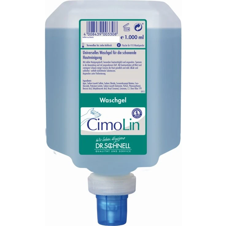 Dr. Schnell Żel do mycia CIMOLIN, zapach świeży - 1 litr - butelka z dozownikiem do dozownika V10