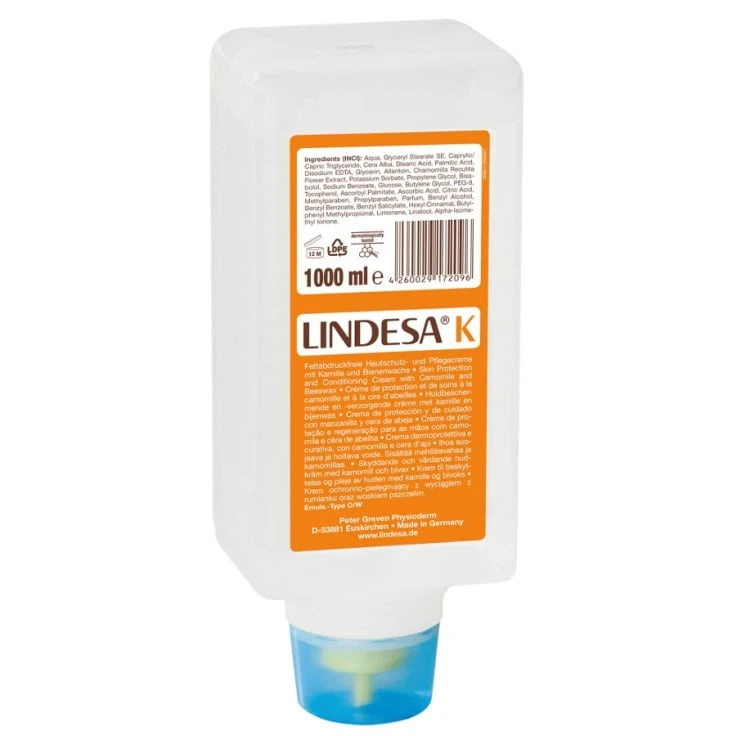 LINDESA® K Professional Skin Protection Cream - 1 litr - składana butelka
