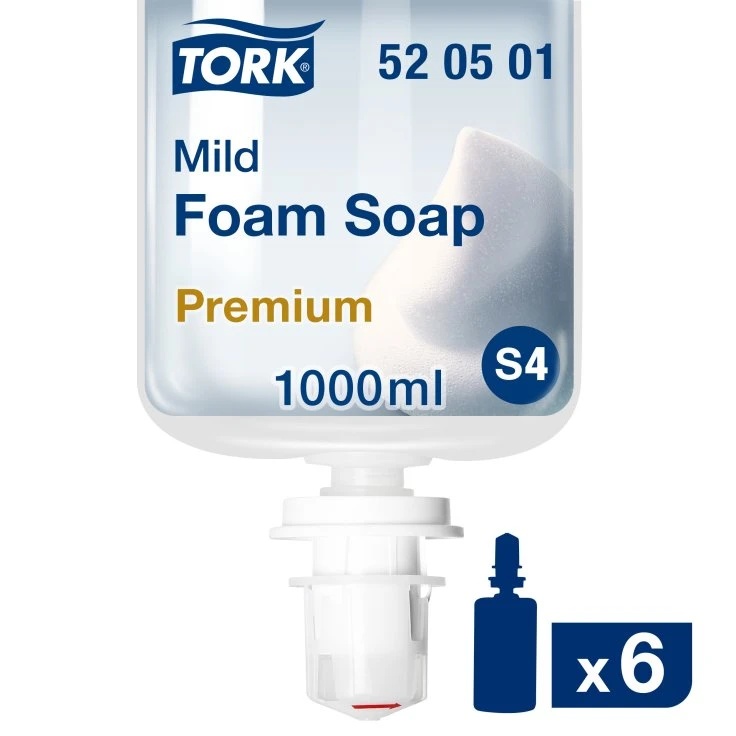 Tork Foam Soap, kompatybilne z S4, ekstra łagodne, nawilżające - 1 karton = 6 butelek po 1000 ml