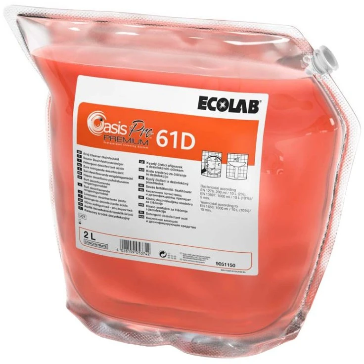 ECOLAB Oasis Pro 61D Premium Disinfectant Cleaner - 1 karton = 2 worki à 2 l