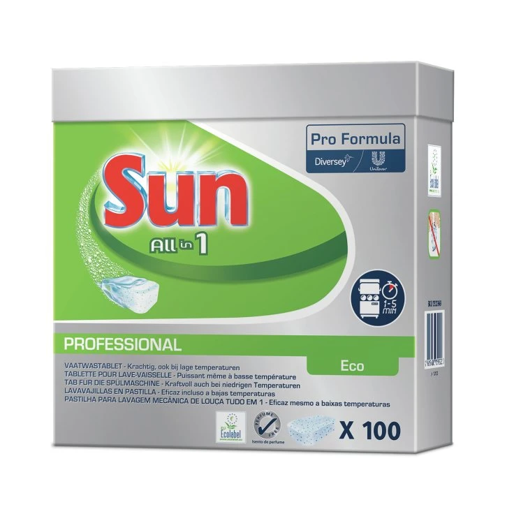 SUN Professional All in One ECO Tabs Dishwasher Tabs - 1 karton = 5 opakowań po 100 tabs.
