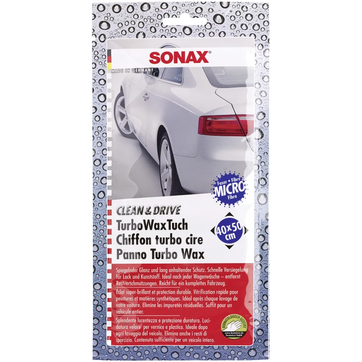 SONAX Clean + Drive turbo ściereczka do wosku, 40 x 50 cm - 1 opakowanie = 1 ściereczka (44 x 45 cm)