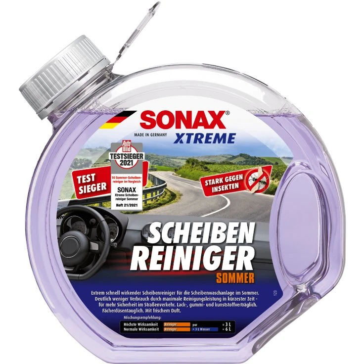 SONAX Płyn do mycia szyb XTREME Letni, gotowy do użycia - 3 litry - okrągła butelka