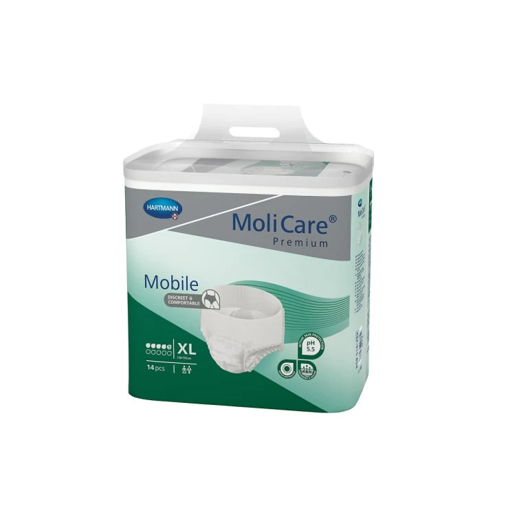 MoliCare® Mobile Light majtki inkontynencyjne - 1 worek = 14 sztuk, rozmiar XL/4, obwód brzucha 130-170 cm.