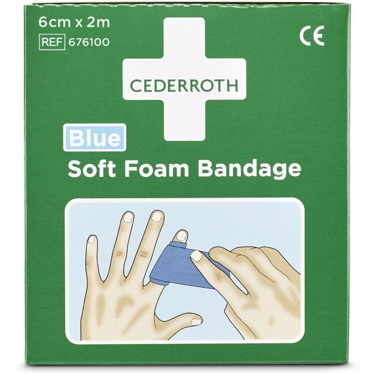 Cederroth Finger Bandage Soft Foam, samoprzylepny, 6 cm x 2 m - 1 opakowanie = 1 rolka, kolor: niebieski