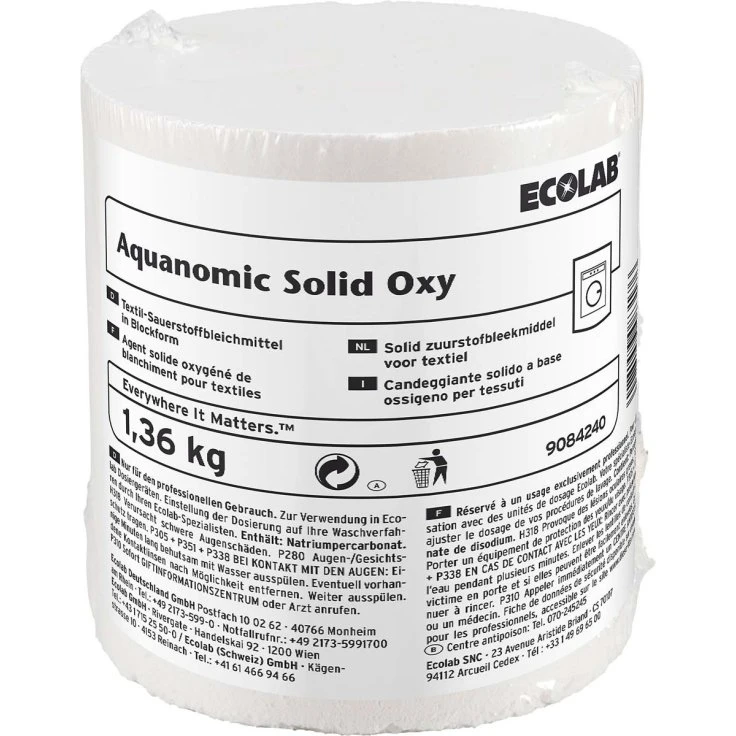 ECOLAB Aquanomic Solid Oxy Bleach - 1 karton = 2 x 1,36 kg kapsuły
