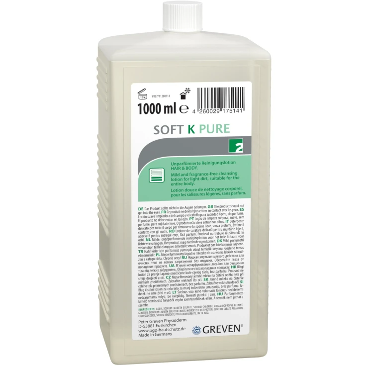 Peter Greven GREVEN® SOFT K PURE lotion oczyszczający, bezzapachowy - 1000 ml - butelka